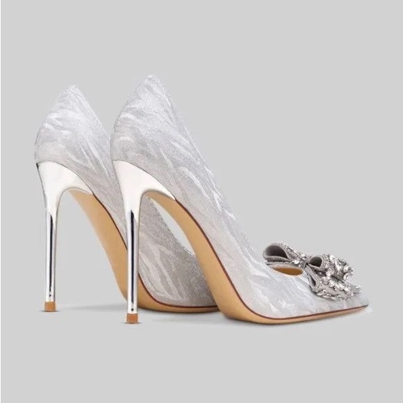 Silver Diamond Ribbon High Heels - Picture 4 of 6